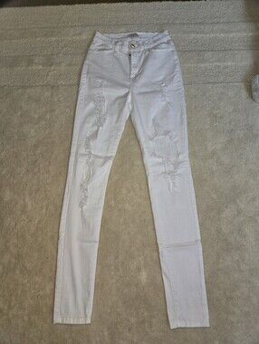 VIBRANT White Skinny Ripped Jeans Size 7